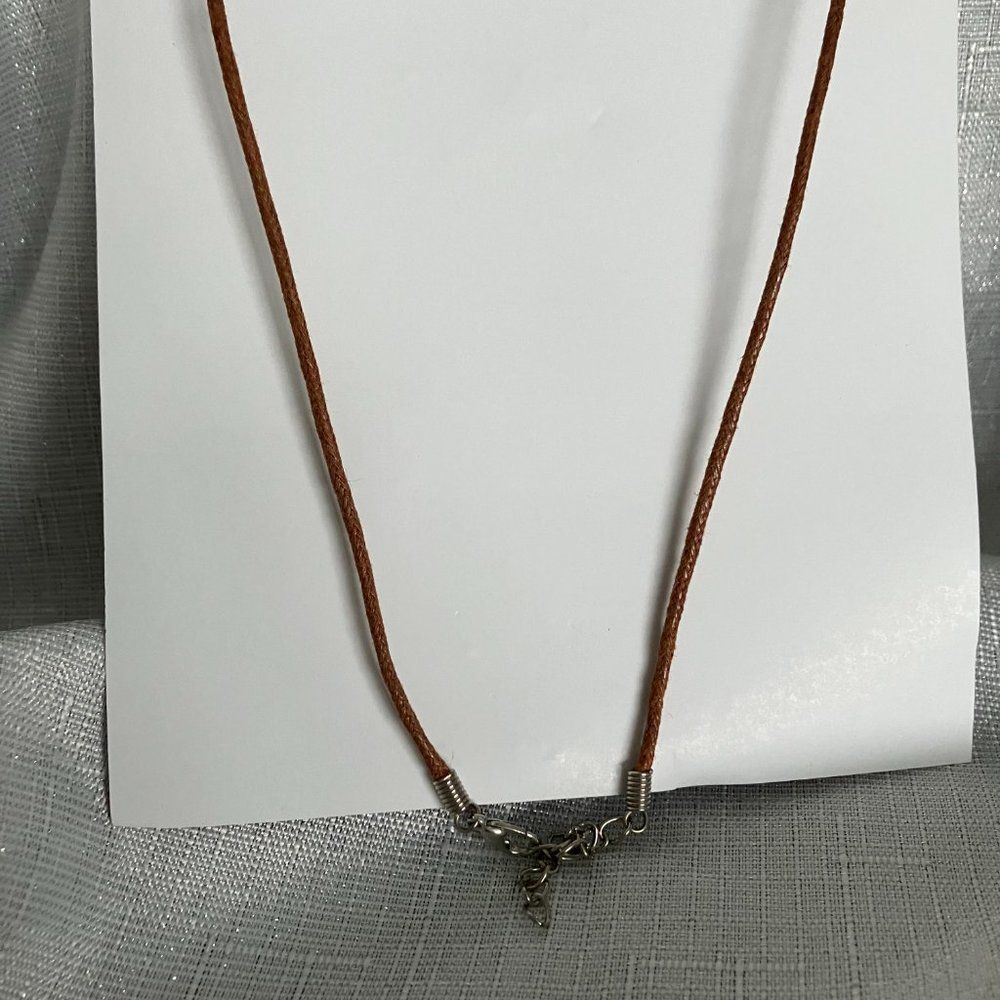 Large Hammered Copper Disk Necklace on 18 inch Cord - Picture 3 of 3